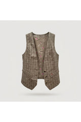Plaid Tailored Vest | Beige