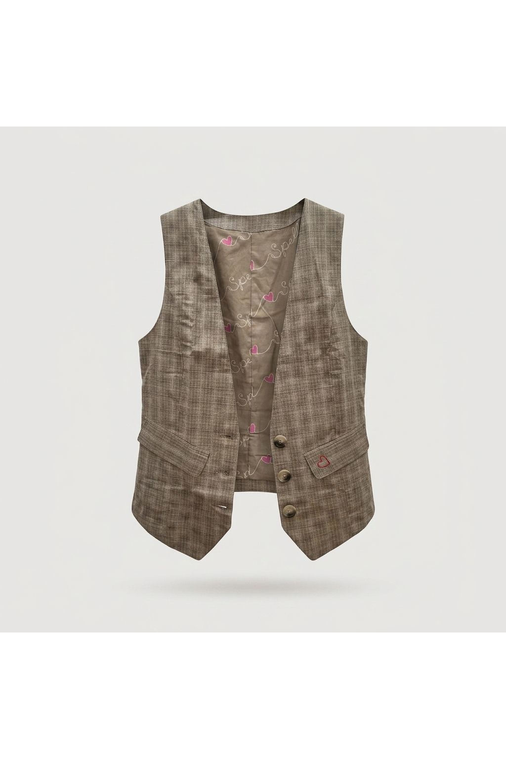 Plaid Tailored Vest | Beige