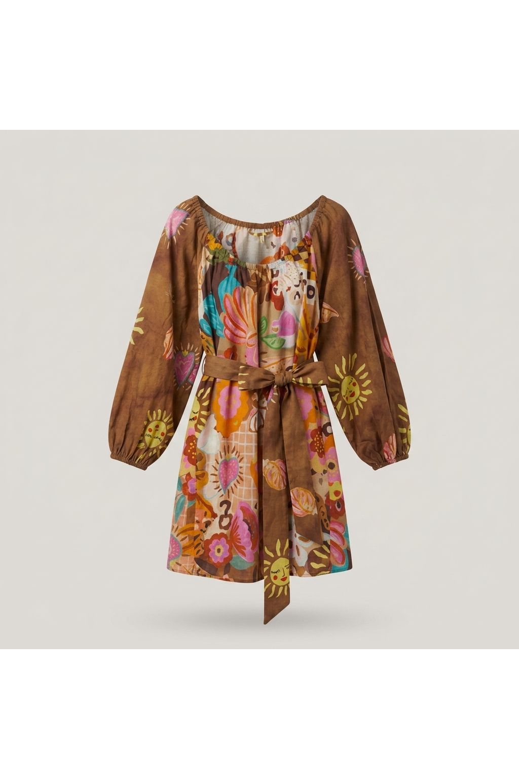 Printed Belted Mini Dress | Multi