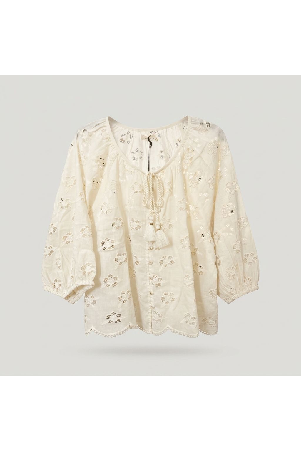 Scalloped Eyelet Blouse | White