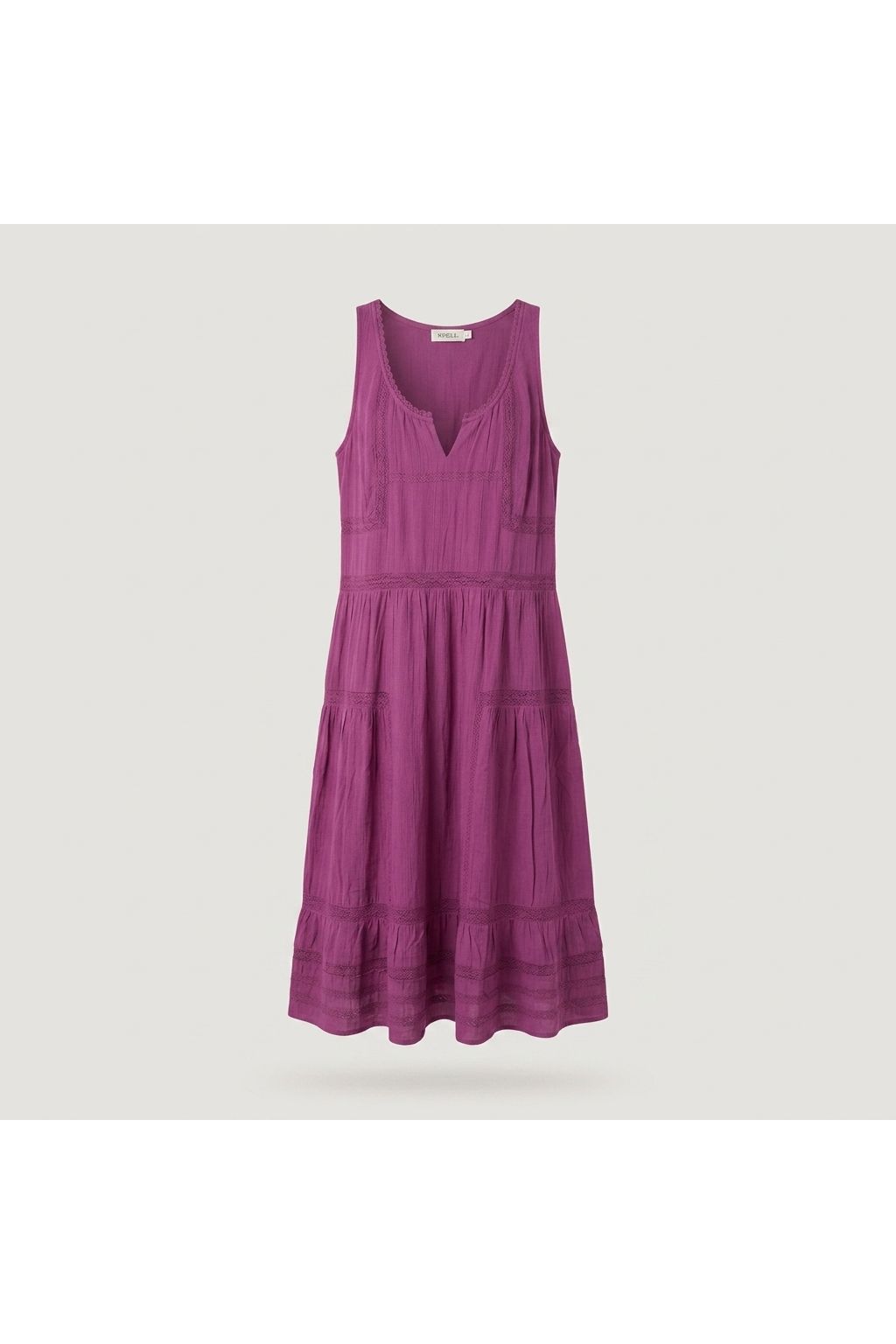 Tiered Lace Trim Midi Dress | Purple