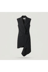 Black Asymmetrical Sleeveless Blazer Dress
