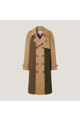 Beige Mixed Media Trench Coat
