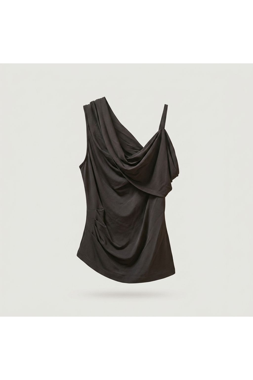 Black Asymmetric Draped Top