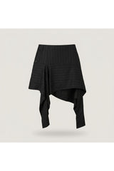 Black Asymmetrical Pinstripe Skirt