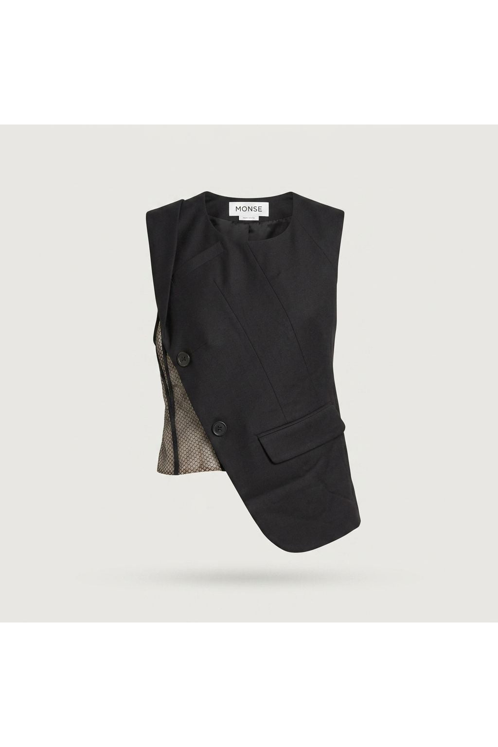 Black Asymmetrical Tailored Vest