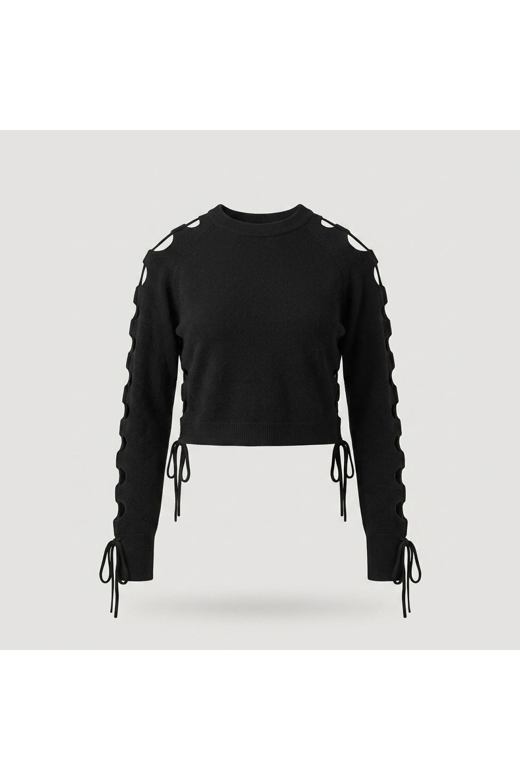 Black Lace-up Cutout Sweater