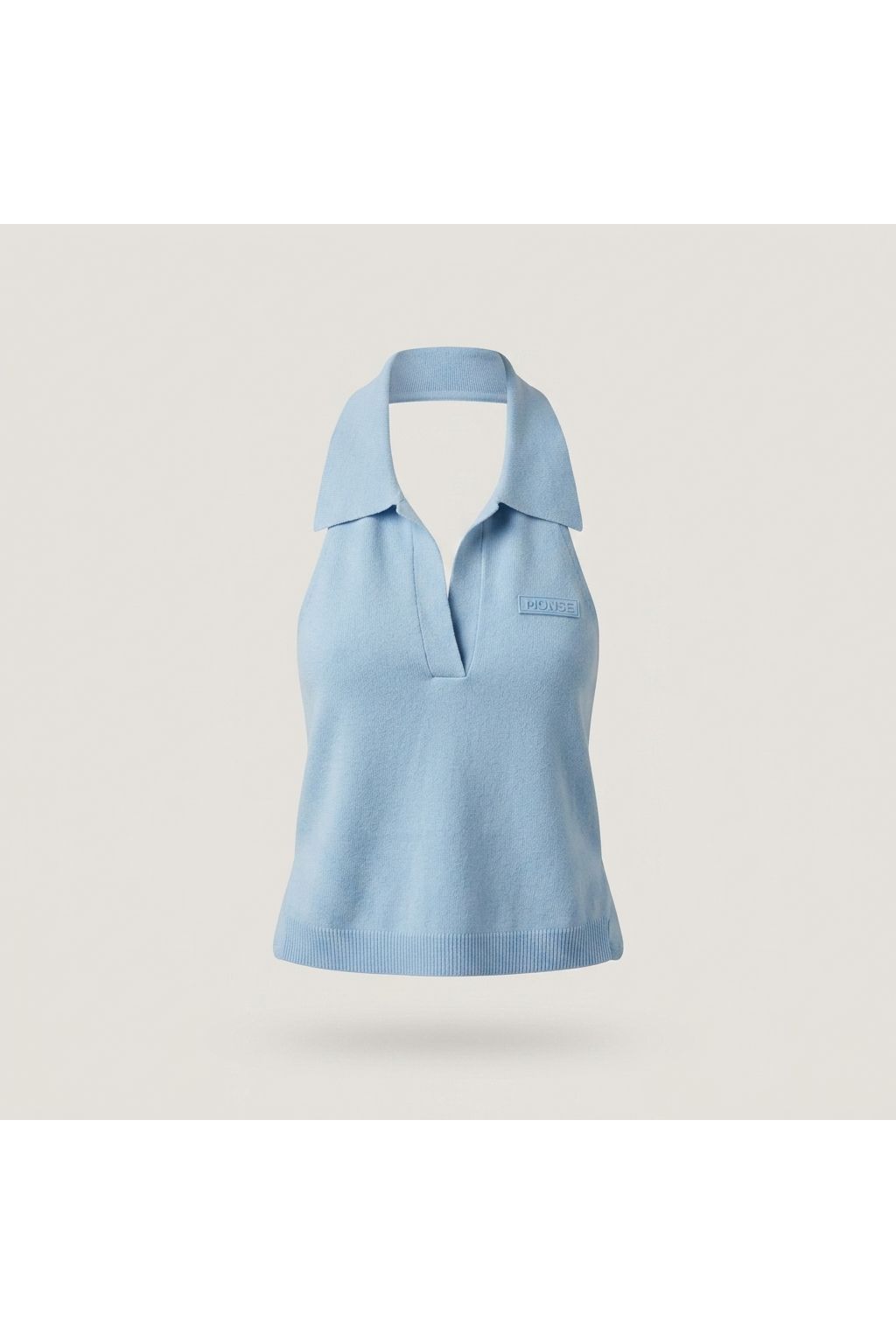 Blue Collared Knit Halter Top
