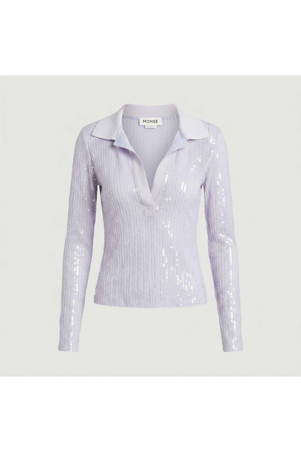 Purple Sheer Sequin Polo Top