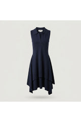 Blue Sleeveless Asymmetrical Knit Dress