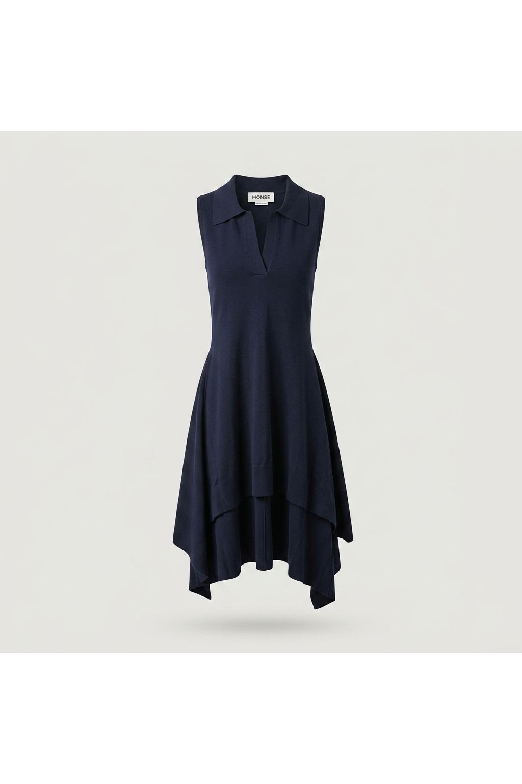 Blue Sleeveless Asymmetrical Knit Dress