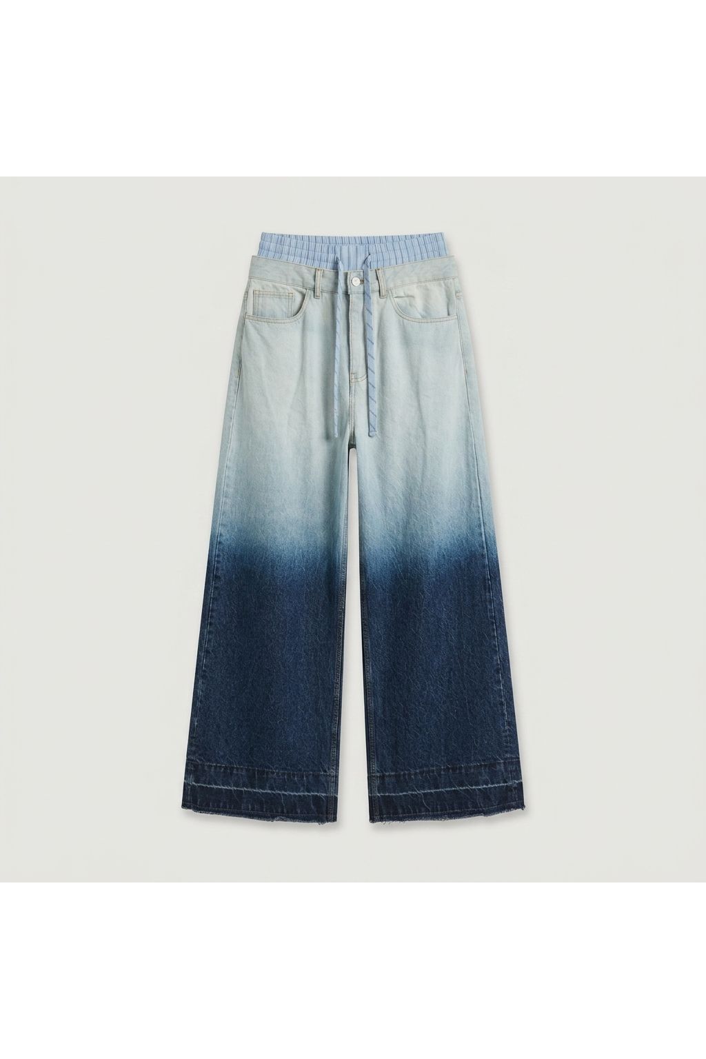 Blue Double Waistband Ombre Jeans