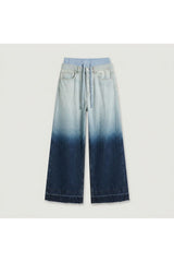 Blue Double Waistband Ombre Jeans
