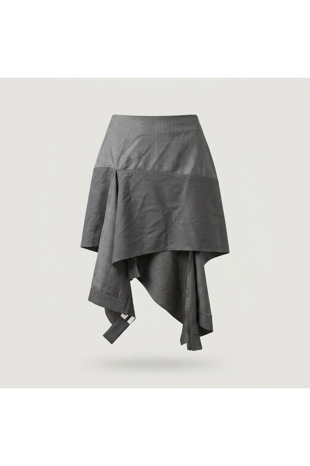 Grey Asymmetric Suiting Skirt
