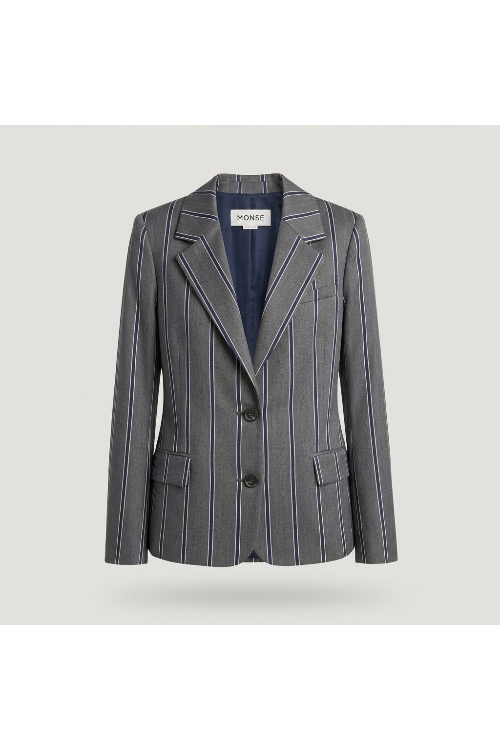 Grey Striped Tailored Blazer