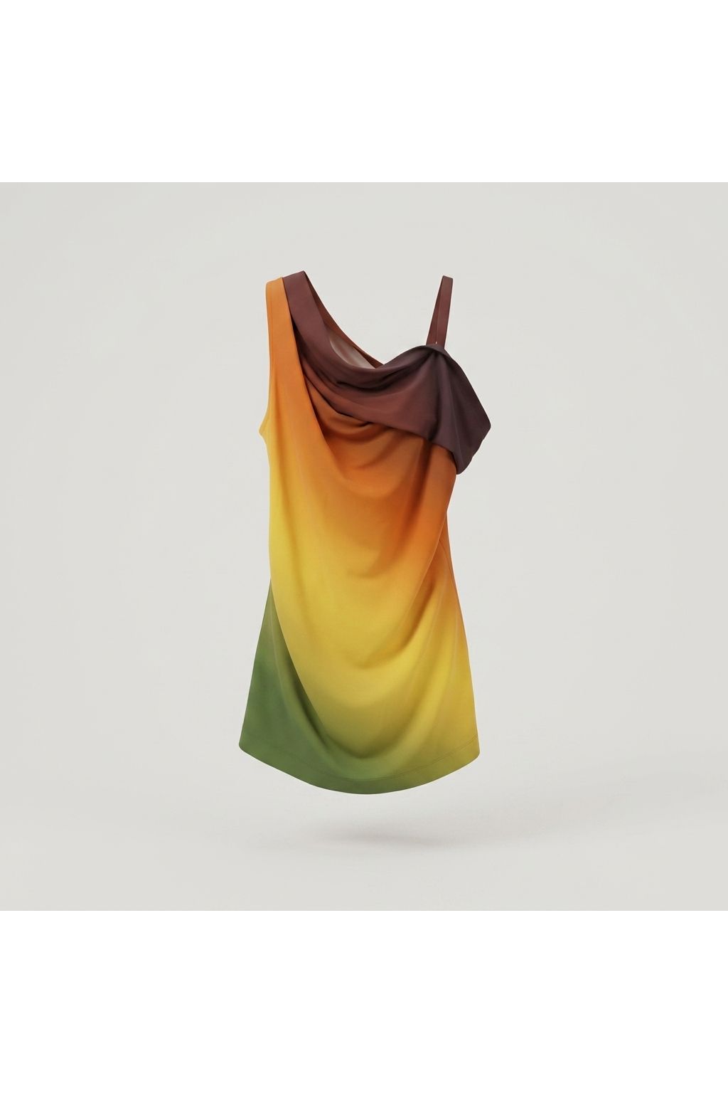 Multi Ombre Draped Asymmetrical Top