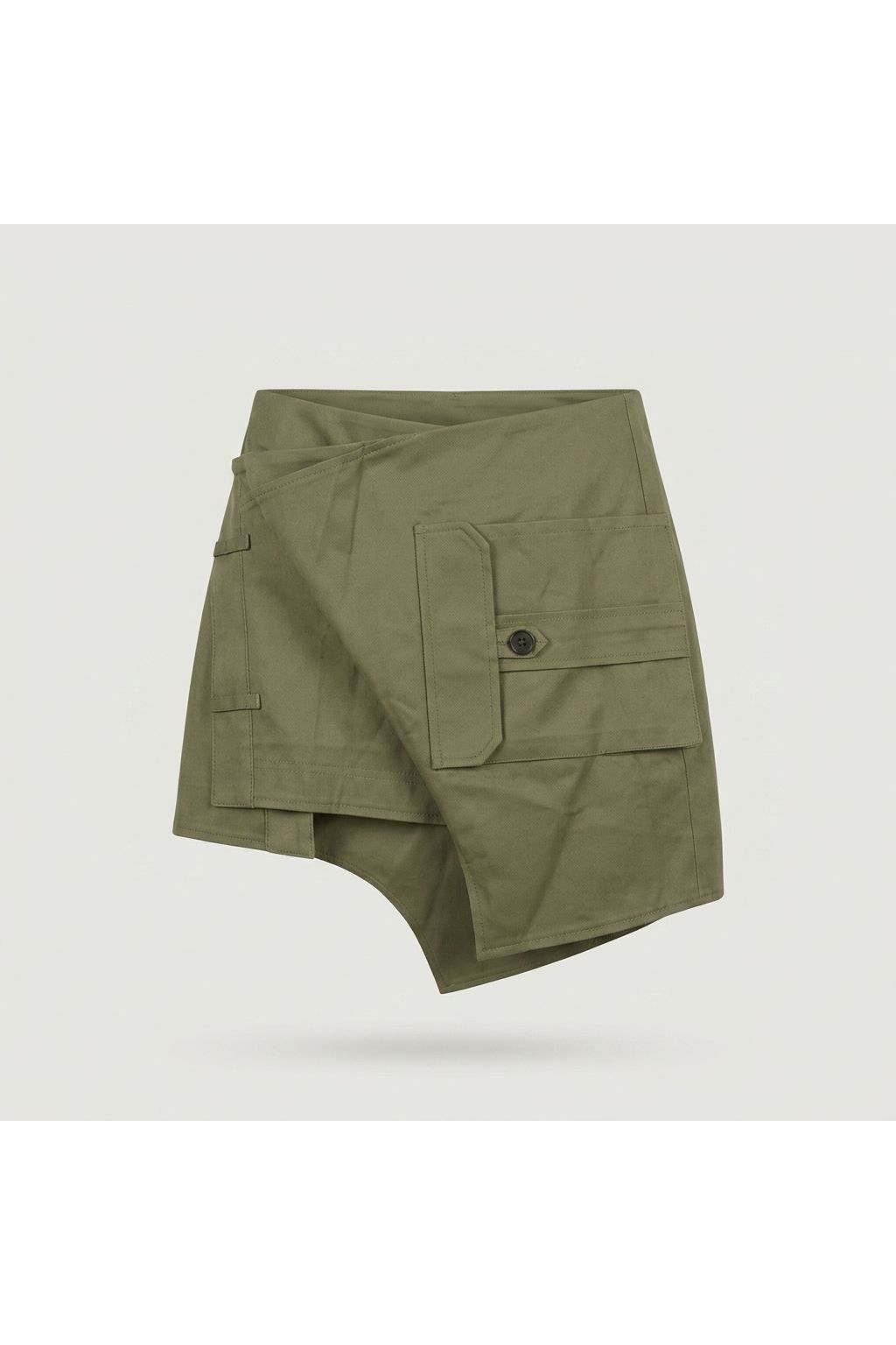 Army Green Asymmetrical Cargo Skirt