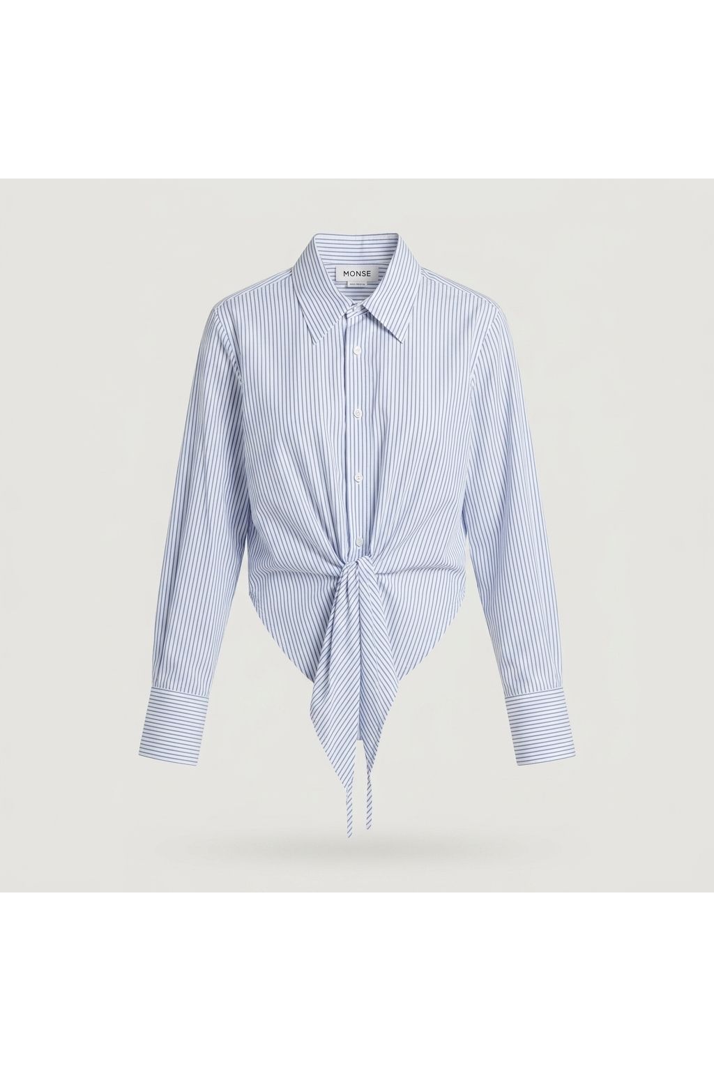 Blue Striped Asymmetrical Button-Up Shirt