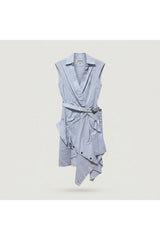 Asymmetric Deconstructed Stripe Shirt Dress