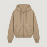 Beige Cropped Zip-up Hoodie 2