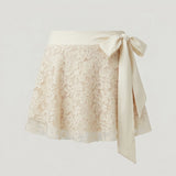 Beige Lace Wrap Skort