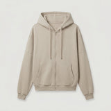 Beige Oversized Zip-up Hoodie