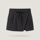 Black Drawstring Cargo Skort