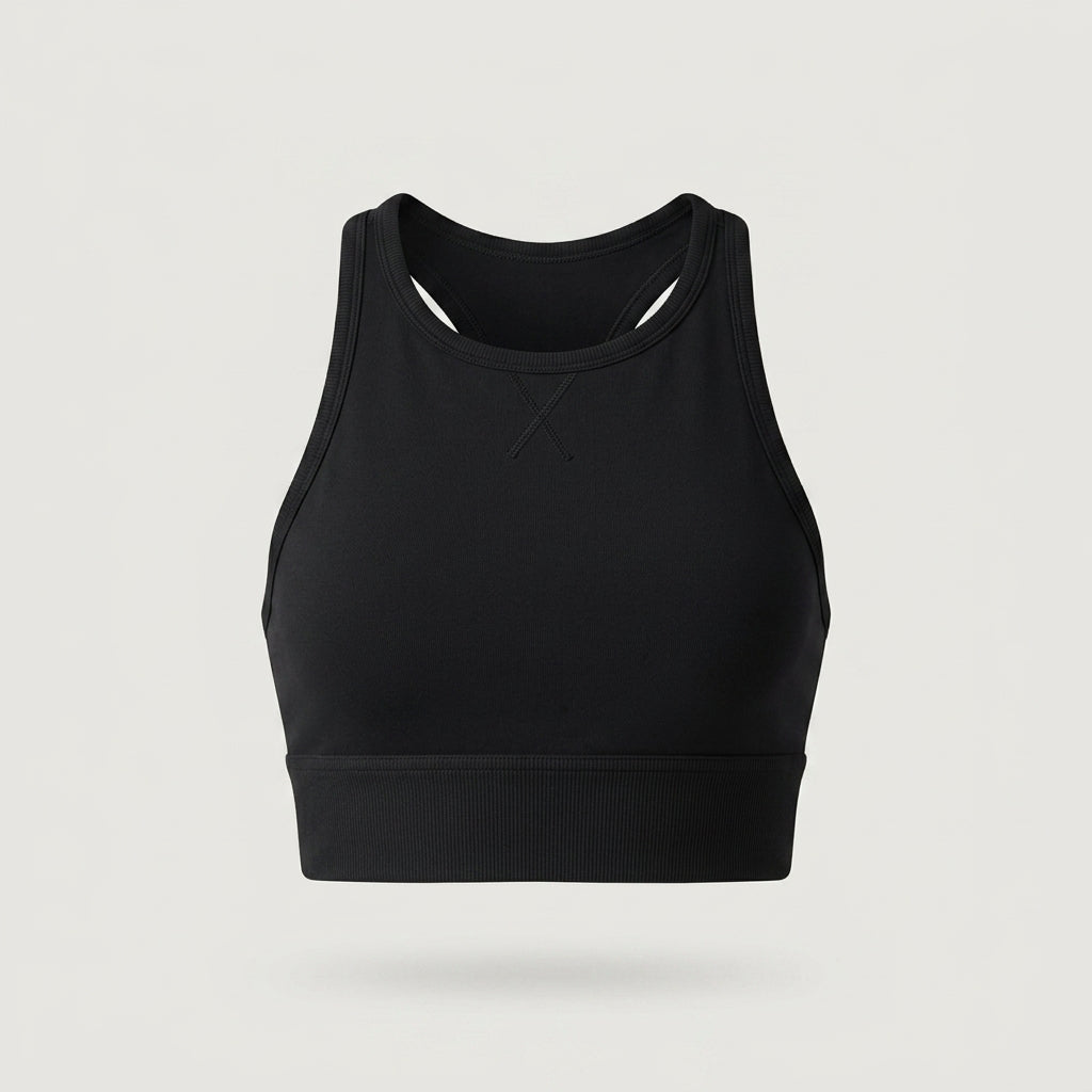 Black High Neck Sports Bra