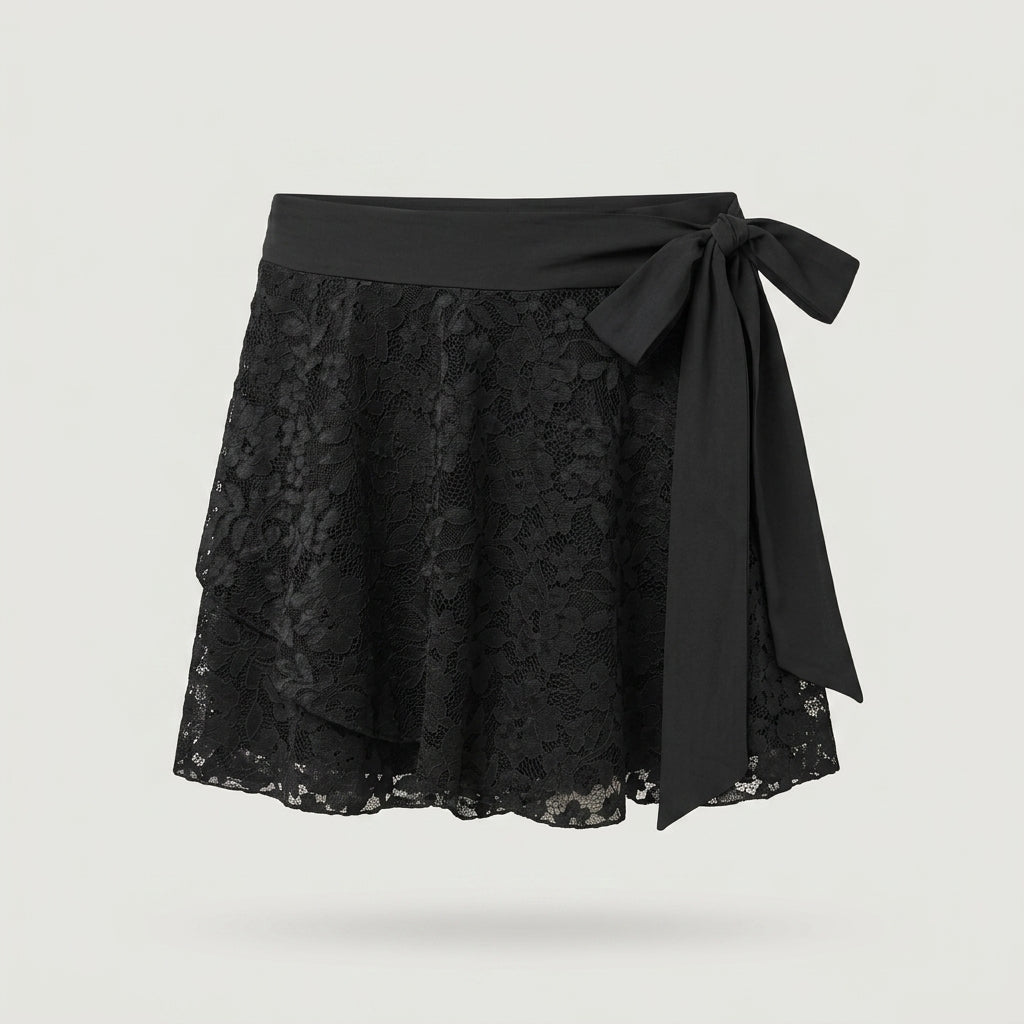 Black Lace Wrap Skort