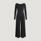 Black Long Sleeve Wide Leg Jumpsuit