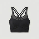 Black Mesh Panel Sports Bra