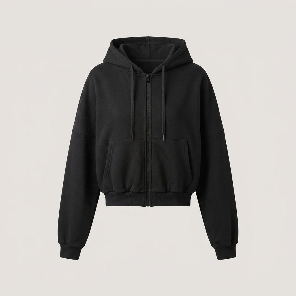 Black Oversized Zip-up Hoodie
