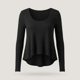 Black Ribbed Long Sleeve Top