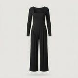 Petite Black Square Neck Ribbed Jumpsuit