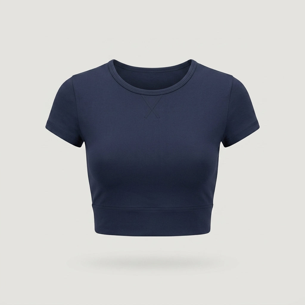 Blue Short Sleeve Cropped Tee
