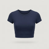 Blue Short Sleeve Cropped Tee