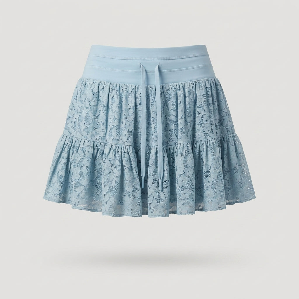 Blue Tiered Lace Skort