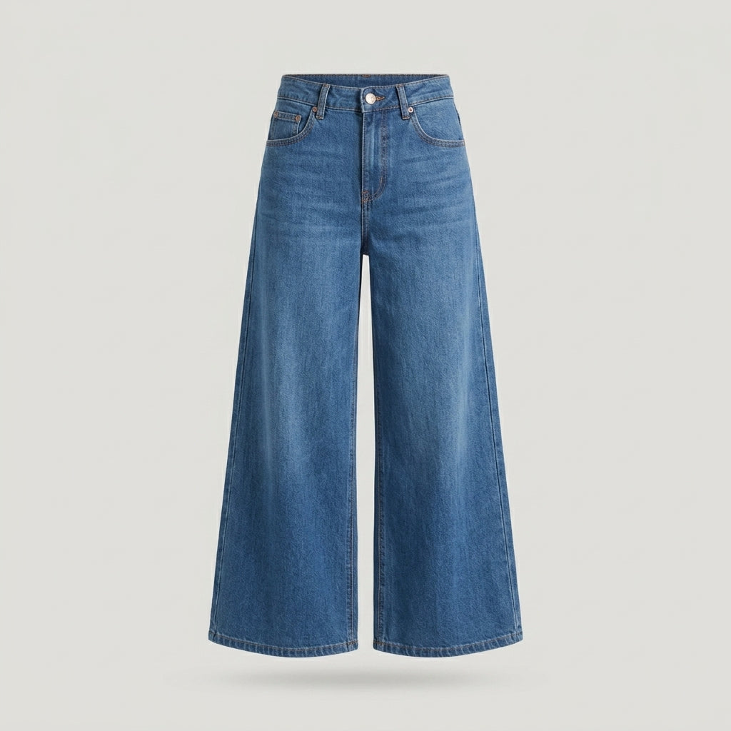 Blue Wide Leg Denim Pant