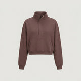 Short Brown Cropped Pullover Sweatshirt