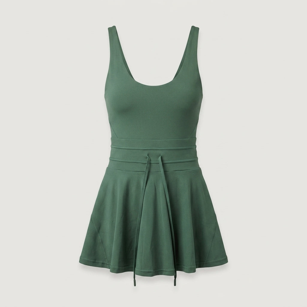 Green Corset Waist Active Dress