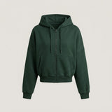 Green Cropped Zip-up Hoodie