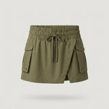 Green Drawstring Cargo Skort