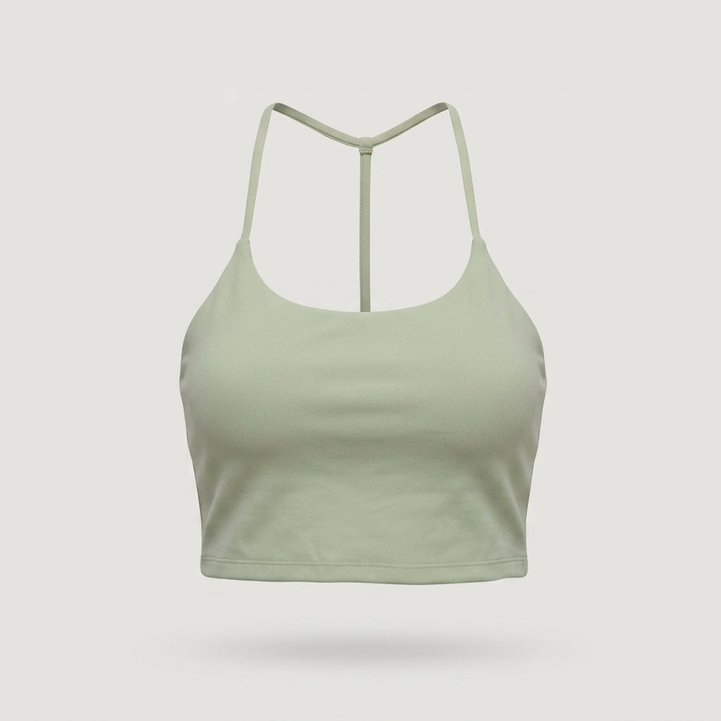 Green Strappy Cropped Tank Top