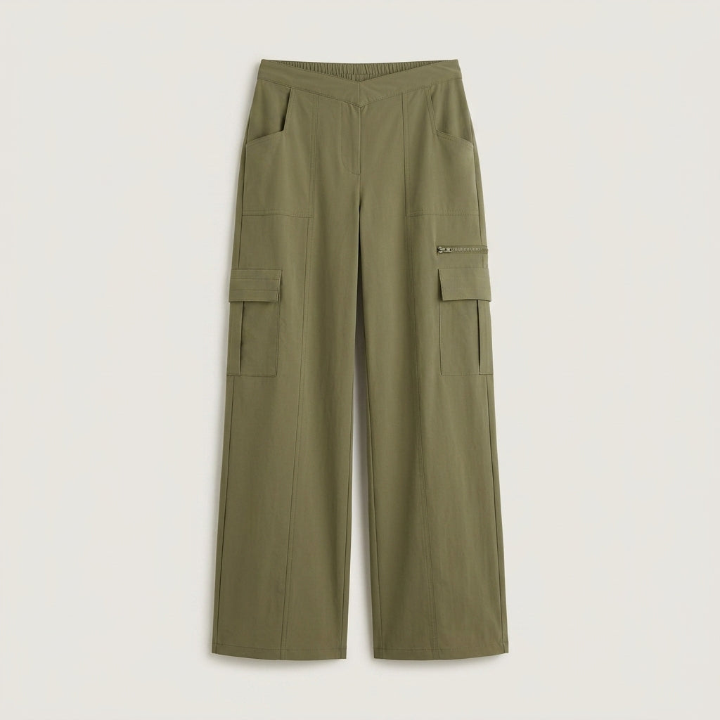 Regular Green Wide Leg Cargo Pant