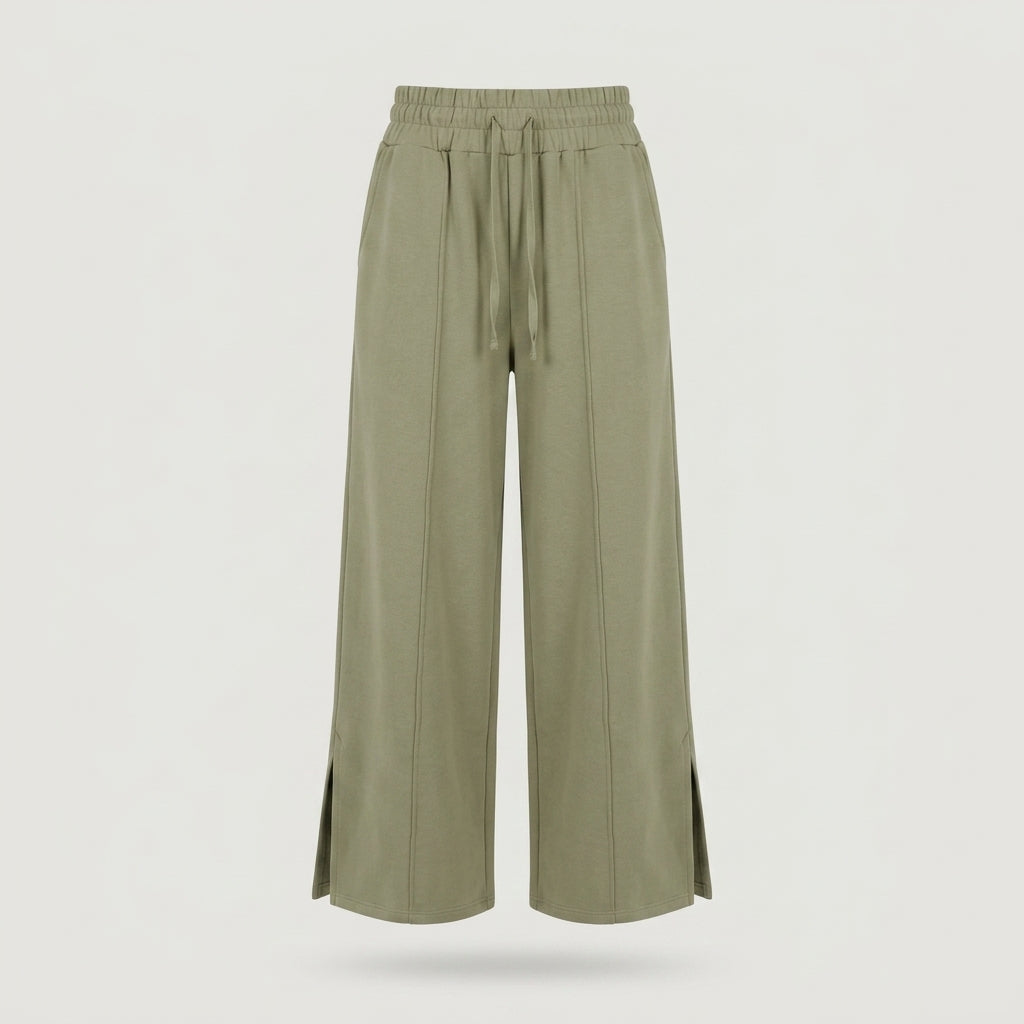 Regular Green Wide Leg Drawstring Sweatpants