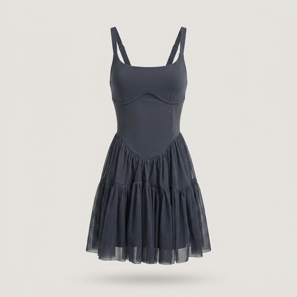 Dark  Corset Tiered Mini Dress