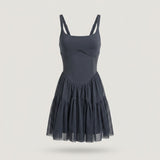 Dark  Corset Tiered Mini Dress