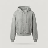 Grey Cropped Zip-up Hoodie