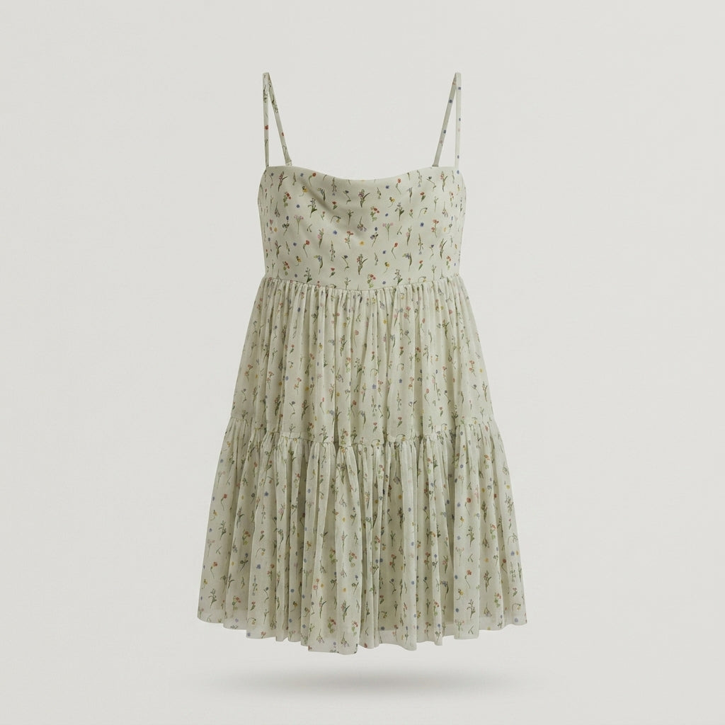 Multi Floral Tiered Mini Dress