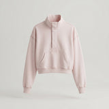 Short Pink Cropped Snap Pullover